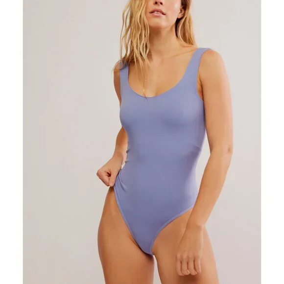 🎉LAST CHANCE🎉 FREE PEOPLE Clean Lines Bodysuit / Blue Granite - Picture 4 of 7
